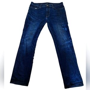 J Crew Jeans Mens 36x32  Straight Flex Cotton Stretch Blue Distressed